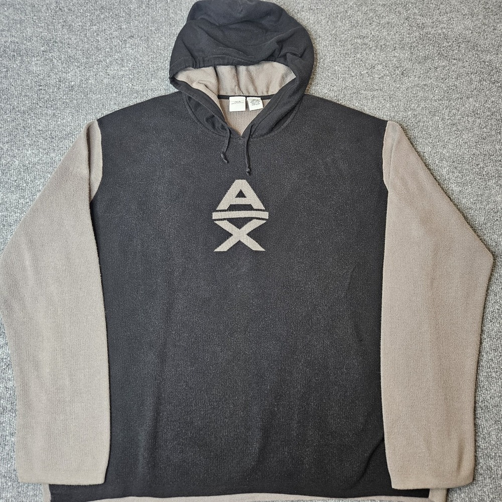Vintage Armani Exchange Mens Hooded Pullover Sweater Size XL  Relax Fit A/X Logo